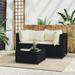 Dcenta 3 Piece Outdoor Patio Furniture Set 2 Corner Sofa with Seat Cushions and Glass Top Coffee Table Sectional Sofa Set Poly Rattan Conversation Set for Garden Deck Poolside Backyard