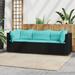 Anself 3 Piece Outdoor Patio Furniture Set Cushioned Seat Middle Sofa and 2 Corner Sofas with Pillows Sectional Sofa Set Poly Rattan Conversation Set for Garden Deck Poolside Backyard