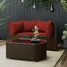 Anself 3 Piece Patio Set with Cushions Brown Poly Rattan