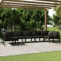 Anself 7 Piece Patio Lounge Set with Cushions Aluminum Anthracite 4 Corner and 3 Middle Sofas Conversation Set for Garden Lawn Terrace Outdoor Backyard