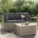 Dcenta 3 Piece Patio Set with Cushions Gray Poly Rattan