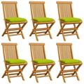 Dcenta 6 Piece Folding Patio Chairs with Cushion Teak Wood Outdoor Dining Chair Set for Garden Backyard Balcony 18.5 x 23.6 x 35 Inches (W x D x H)