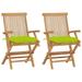 Htovila Patio Chairs with Bright Green Cushions 2 pcs Solid Teak Wood