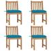 Aibecy Patio Chairs 4 pcs with Cushions Solid Teak Wood