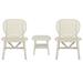 Outdoor Coffee Table Set of 3 Hollow Design Patio Side Table with 2 Chairs for Balcony Garden Yard White