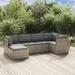 Aibecy 6 Piece Patio Set with Cushions Gray Poly Rattan