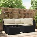 Anself 4 Piece Outdoor Patio Furniture Set Cushioned Corner Sofa and 2 Middle Sofas with Glass Top Coffee Table Sectional Set Poly Rattan Conversation Set for Garden Deck Poolside Backyard