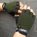 LTTVQM Motorcycle Gloves Cycling Gloves for Men- Fingerless Bike Gloves Bicycle Gloves Hard Knuckle Weight Lifting Gym for Cycling Fitness Running Workout Training Outdoor Sports - Black Army Green S