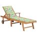 Andoer Sun Lounger with Pattern Cushion Solid Teak Wood