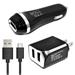 For Sony Ericsson Xperia X10 mini Black Charger Set [2.1 Amp USB Car Charger and Dual USB Wall Adapter with 5 Feet Micro USB Cable] 3 in 1 Accessory Kit