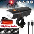 80000LM USB Rechargeable Bike LED Headlight Bicycle Front Head Lamp & Rear Light