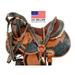 Trail Saddle Western Barrel Racing Horse Pleasure Tooled Leather Tack 15 16 17 18 With Headstall Breast Collar Reins | Free Shipping