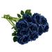 IUKnot Artificial Rose 10pcs Open Flower Bouquet Navy Blue Faux Rose Stems for Wedding Arrangement