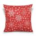White Christmas Snowflakes Red Xmas Square Throw Pillow Covers Couch Decorative Pillow Cases Outdoor Sofa Cushion Cover Modern Decor for Bed Living Room 18 x 18