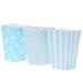 NUOLUX 48pcs Popcorn Carton Rugby Stripe Wave Dot Pattern Decorative Dinnerware for Birthday Parties / Baby Showers / Graduations (Blue)