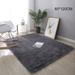 Washable Fluffy Area Rug Rectangular Anti-Slip Artificial Soft Plush Shag Carpet for Home Bedroom Living Room New - Silver Grey