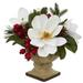 Nearly Natural 15 in. Magnolia Pine and Berries Artificial Arrangement