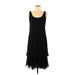 Saks Fifth Avenue Casual Dress - A-Line Scoop Neck Sleeveless: Black Print Dresses - Women's Size 8