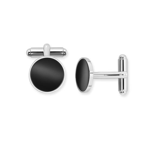 „Manschettenknöpfe CAÏ „“925/- Sterling Silber rhodiniert Onyx““ Gr. Länge: 1.4 mm, schwarz Damen Manschettenknöpfe“