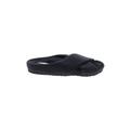 Dearfoams Sandals: Slip On Wedge Casual Black Print Shoes - Women's Size 5 - Round Toe