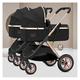Lightweight Double Baby Stroller and Toddler Stroller for Twins-Cozy Compact Twin Baby Pram Stroller,Double Infant Stroller Tandem Umbrella Stroller for Girls Boys (Color : Nero)