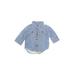 Baby Gap 3/4 Sleeve Button Down Shirt: Blue Tops - Size 3-6 Month