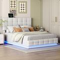 Walker Edison Bed by Wayfair TM Upholstered, Wood in White | Queen XD-125