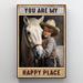 Trinx Kinzara Horse You Are My Happy Place - 1 Piece Rectangle Graphic Art Print On Wrapped Canvas On Canvas Graphic Art Canvas in Brown | Wayfair