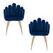 Everly Quinn Renelso Velvet Arm Chair Dining Chair Wood/Upholstered/Velvet in Blue | 35 H x 20 W x 20.5 D in | Wayfair