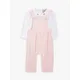 John Lewis Heirloom Collection Baby Pima Cotton Long Sleeve Bodysuit & Dungaree Set, Pink