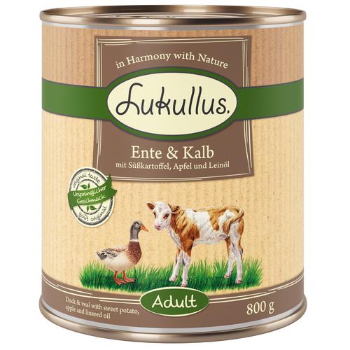 10 € Rabatt sichern! Sparpaket Lukullus Naturkost 24 x 800g Adult Ente & Kalb (getreidefrei)