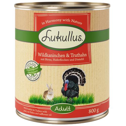 10 € Rabatt sichern! Sparpaket Lukullus Naturkost 24 x 800g Adult Wildkaninchen & Truthahn