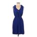 Zara Casual Dress Scoop Neck Sleeveless: Blue Solid Dresses - Women's Size X-Small