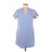 Lauren James Casual Dress - Shirtdress: Blue Dresses - Women's Size Medium