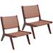 Costway Set of 1/2 Woven Leather Accent Chairs with Wood Frame-Set of 2