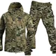 Outdoor Tactical Soft Shell Hunting Jacket Set Men Military Camouflage Waterproof Fleece Clothes