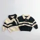 2023 Autumn New Children Long Sleeve Striped Sweater Cotton Boys Knitted Shirts Cute Baby Casual