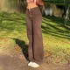 Pantalon Long Vintage taille haute pour femme pantalon ample à jambes larges style années 90