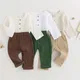 Ensembles de pantalons à manches longues pour tout-petits garçons pantalons à boutons Y et solides