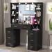 43'' Makeup Vanity with 3 Color Light, Charging Station, Storage Shelves, 7 Drawers