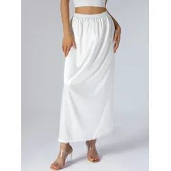 Jupe mi-longue pour femmes sous-jupe couleur unie taille élastique doublure intérieure pour