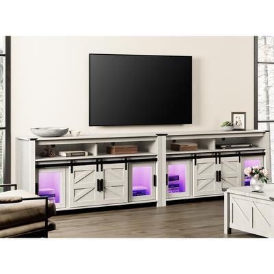 Highboy TV Console with LED Lights, Farmhouse & Industrial, 59 Inch