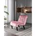 Velvet Lounge Accent Chair for Livingroom Tufted Backrest Armless Side Chair Upholstered Sleeper Chair with Solid Wood Legs