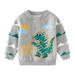 Uccdo 1/2 Packs Toddler Boys Sweaters Cartoon Dinosaur Knitted Sweatshirts Sweater Pullover Tops 2-7 Years Gray