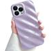 Compatible with iPhone 13 Pro Max Phone Case Luxury 3D Water Ripple Shape Pattern Camera Lens Protection Shockproof Soft TPU Case for Women Girls Slim Phone Case (Light Purple)