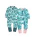 Feidoog Toddler Baby Boys Girls 2-Pack Zipper Jumpsuit Romper Cotton Long Sleeve 2 Way Zipper One Piece Outfits Leaf 12-18M