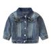 IBTOM CASTLE Toddler Baby Girls Boys Denim Jacket Long Sleeve Button Down Jeans Coat Ripped Hooded Top Fall Cowboy Casual Outwear Clothes 3-4 Years Blue + Pink Heart