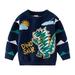 Uccdo 1/2 Packs Toddler Boys Sweaters Cartoon Dinosaur Knitted Sweatshirts Sweater Pullover Tops 2-7 Years Blue