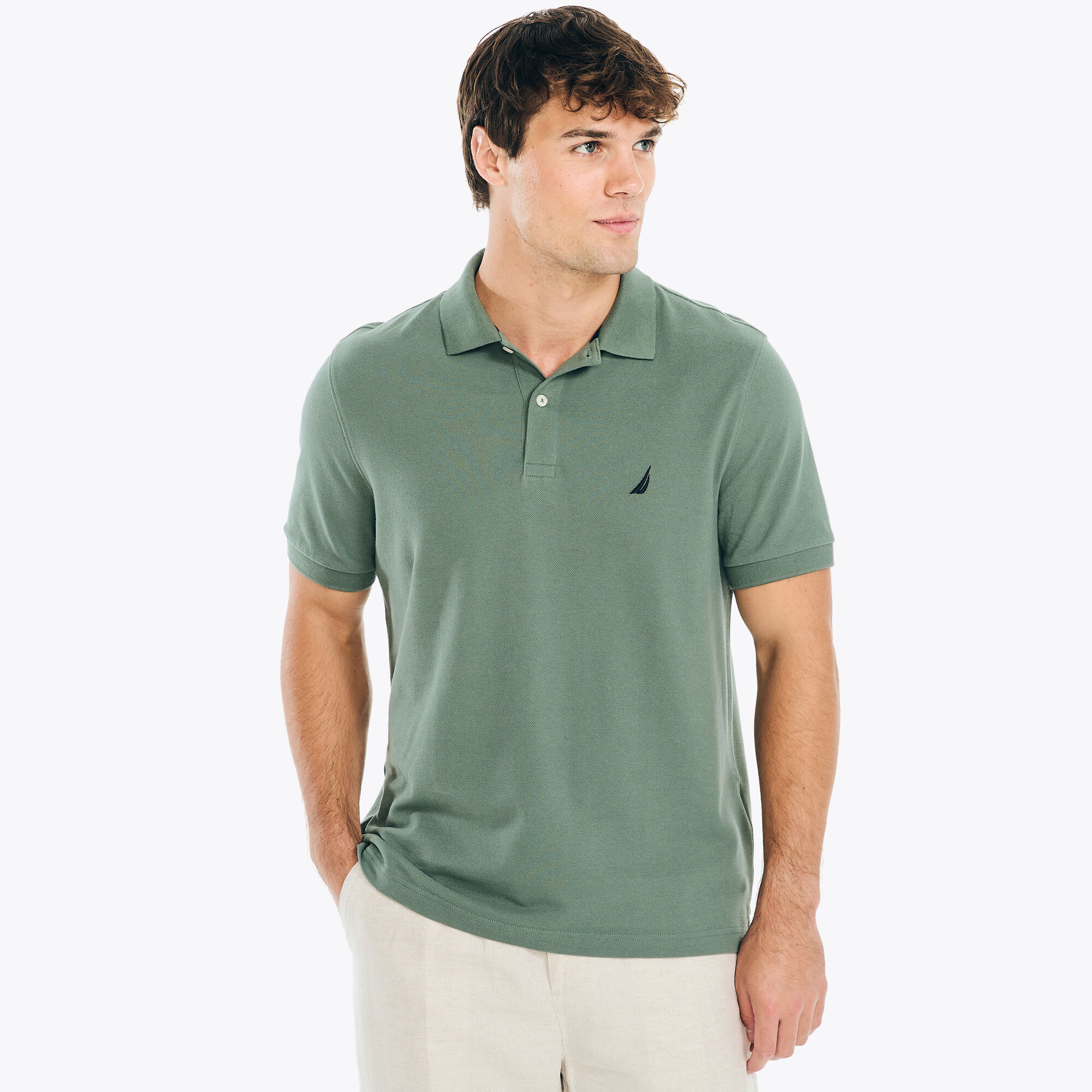 Nautica Men's Classic Fit Deck Polo 365 (Olive), XS