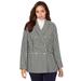 Plus Size Women's Double Breasted Wool Blazer by Jessica London in Ivory Mini Houndstooth (Size 28 W) Jacket
